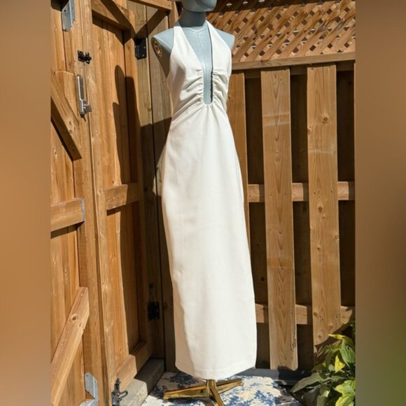 🆕 MISHA COLLECTION 🧿 NWOT The 'Alusia' Stretch Twill Maxi Dress, Ivory - Sz M - Picture 4 of 16